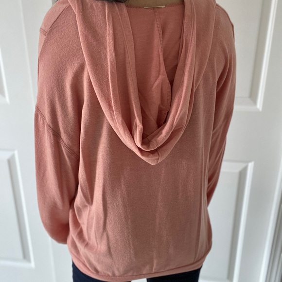 PEACHY - Peach Color Quarter-Zip Hoodie - Picture 8 of 8